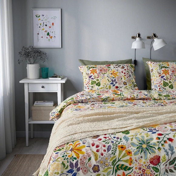 STRANDLUMMER Duvet cover & pillowcases, floral, King Size - Picture 1 of 6